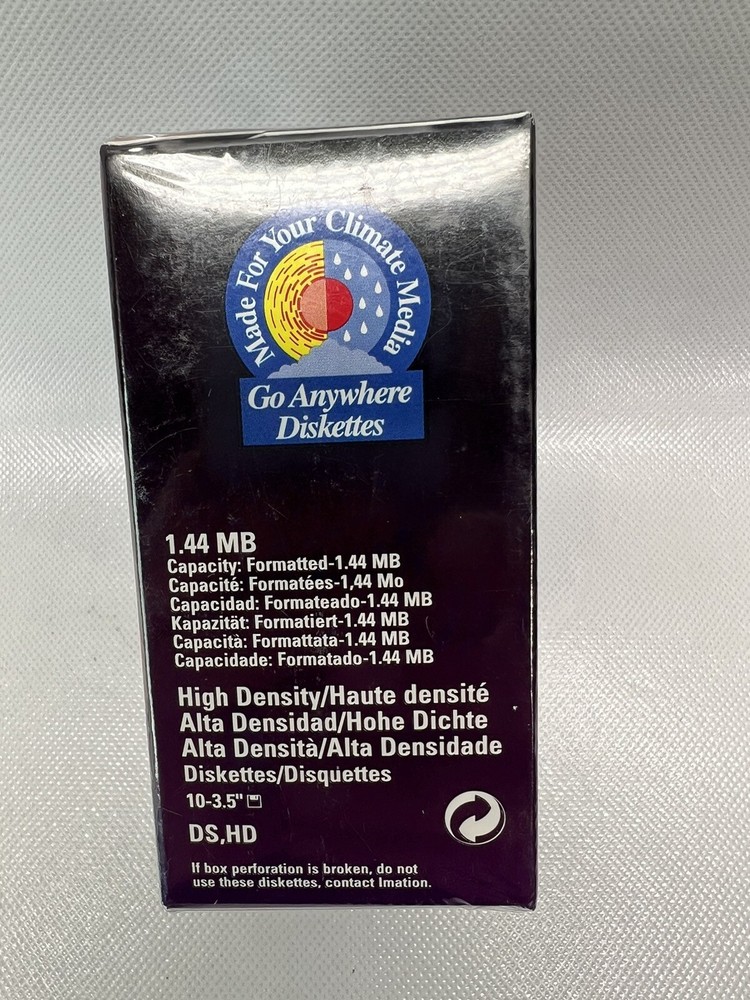 Imation 3.5" 2HD IBM Formatted Rainbow Color Diskettes 10 Pack