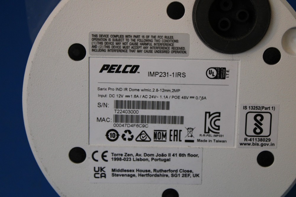 Pelco IMP231-1IRS 2MP Network Dome Camera with Night Vision