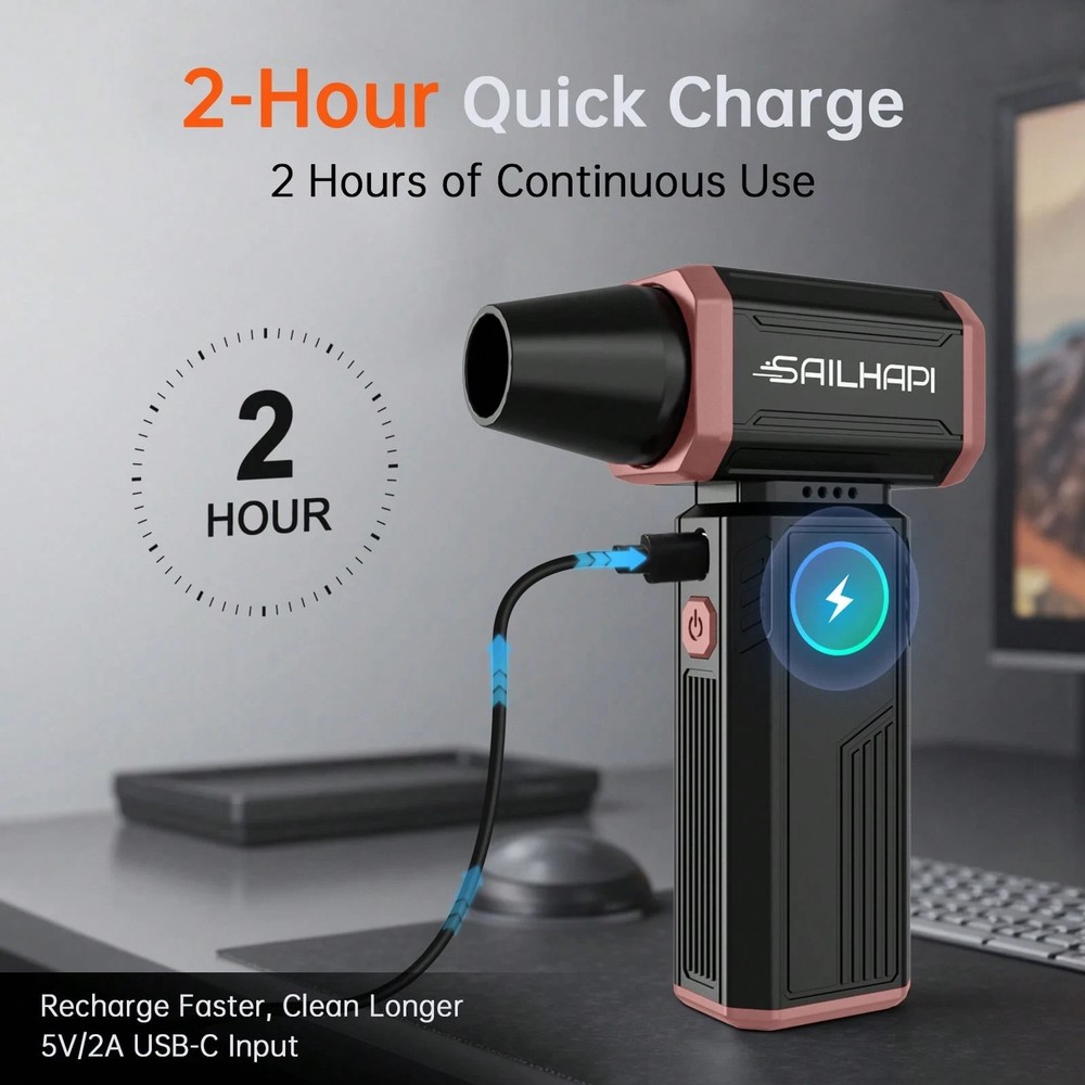 Electric Air Duster cordless brushless blower variable speed barber PC/keyboard