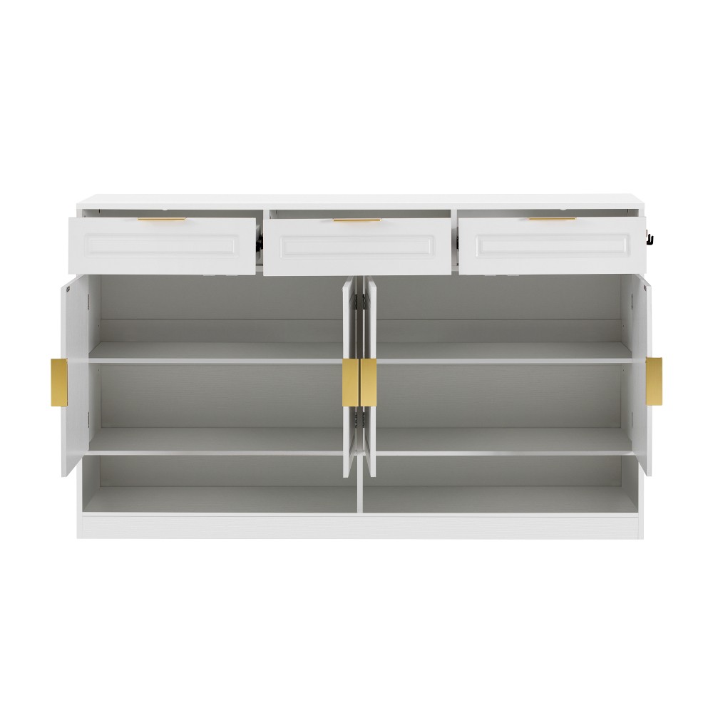 Sideboard with 3 Drawers & Adjustable Shelf, Multi-Functional Storage Buffet
