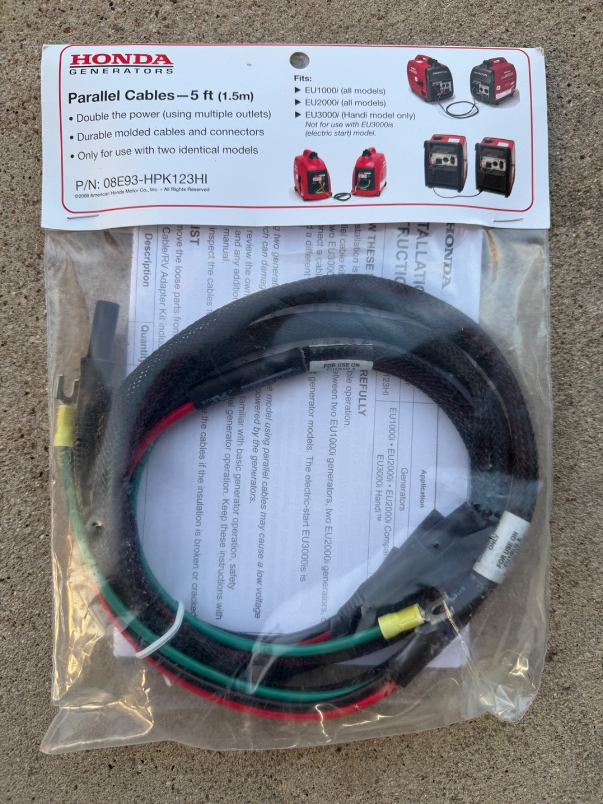 NIP OEM Honda Parallel Cables 5FT. 08E93-HPK123HI EU1000 EU2000 EU3000