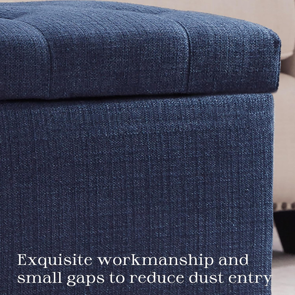 Small Ottoman with Storage, Upholstered Button Tufted Bench, 24" Rectangle Stora