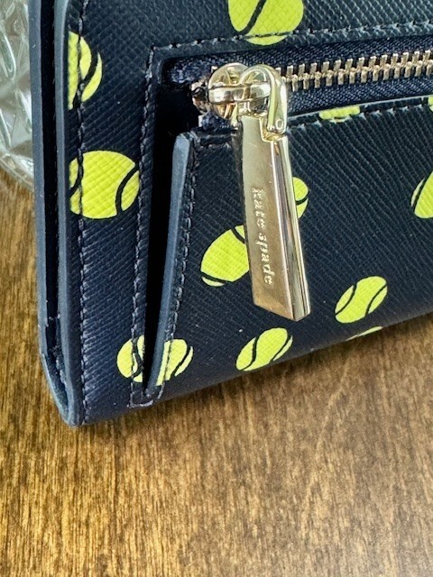 Kate Spade Tennis Toss Large Slim Bifold Wallet - Blazer Blue Tennis Balls KF497