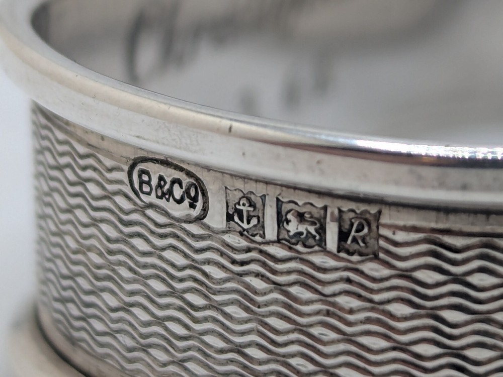 Vintage English Sterling Silver Napkin Ring "Christopher" engraving, dated 1966
