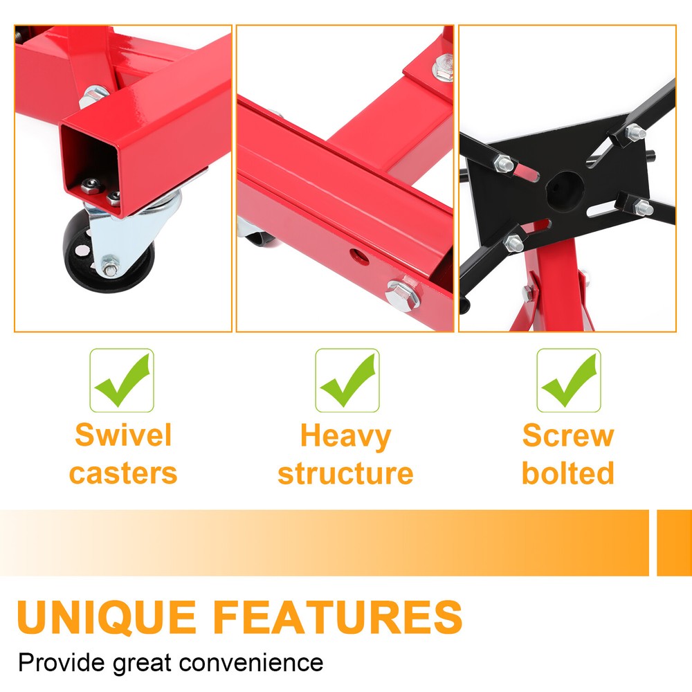 Engine Stand 2000LBS Motor Hoist Dolly 360 Degree Adjustable Mounting Head