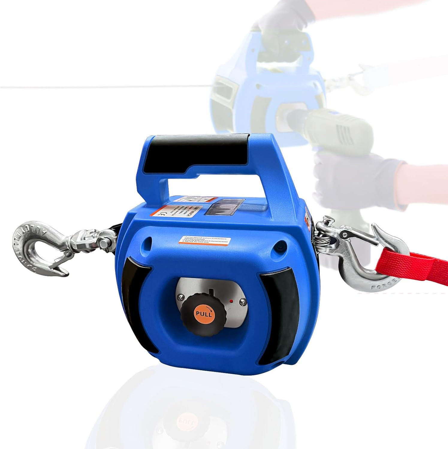 Portable Drill Winch 1000 LB Pulling Capacity with 40 Feet Alloy Steel Wire Rope