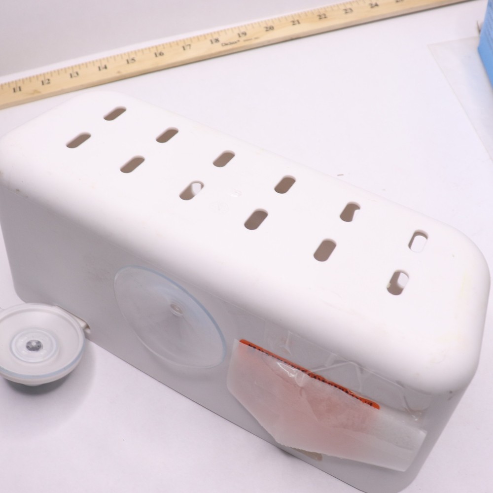 Suction Basket Rectangle Plastic White 1005 061 639-Missing 1 Suction Pop