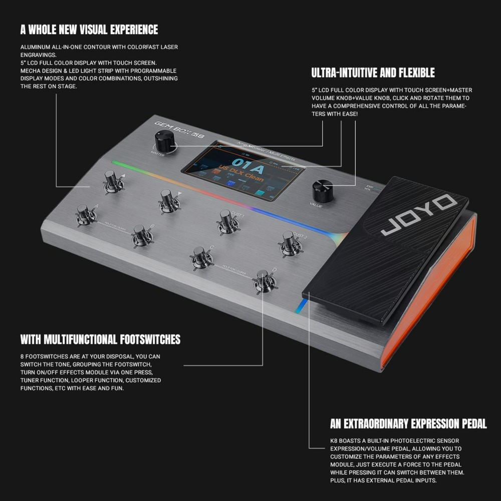 Joyo GEMBOXK8 Guitar Amp Modeller Multi-Effects Processor w/ Built-In Audio