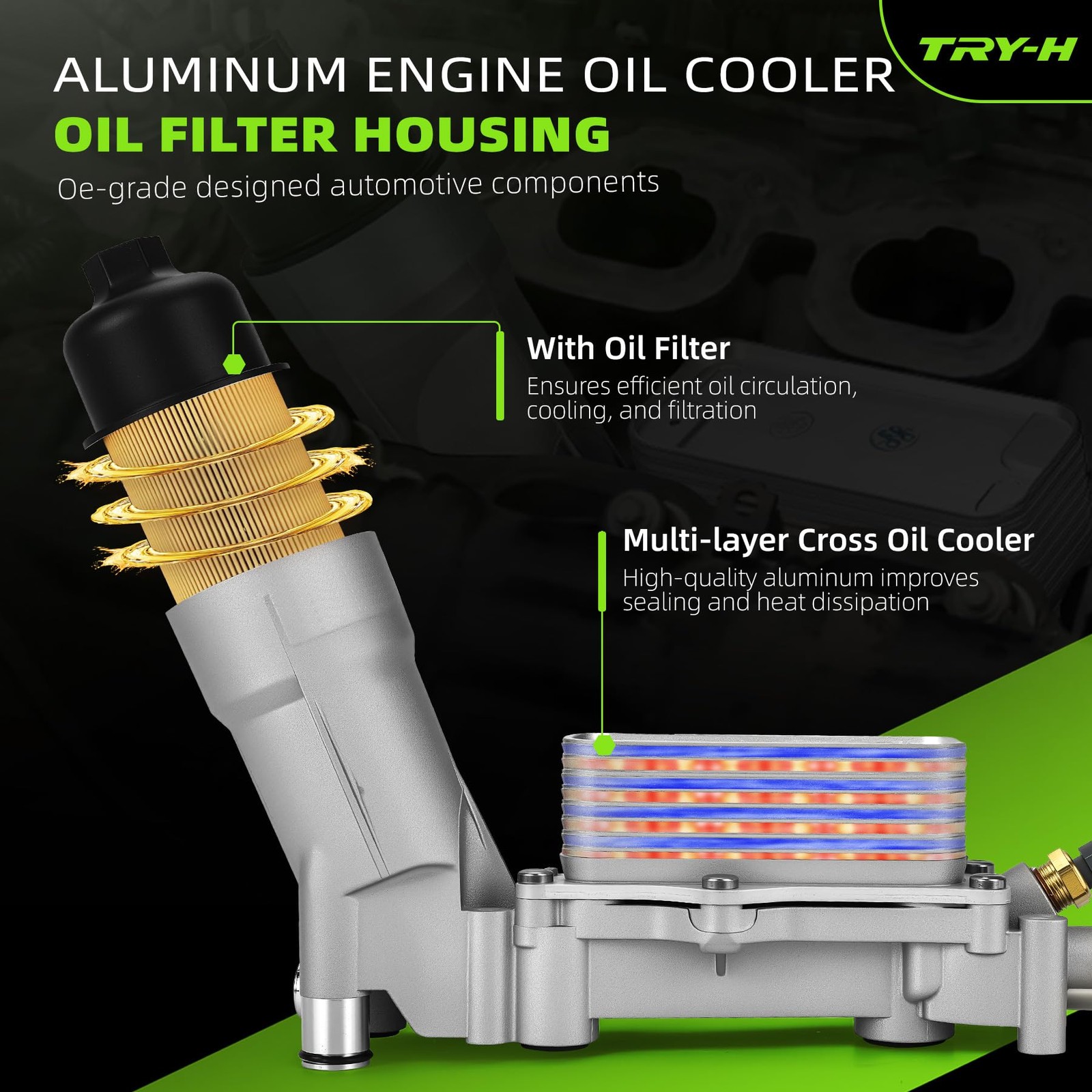 926-876 Aluminum Engine Oil Cooler Filter Housing for 2011-16 Chrysler 200 300..