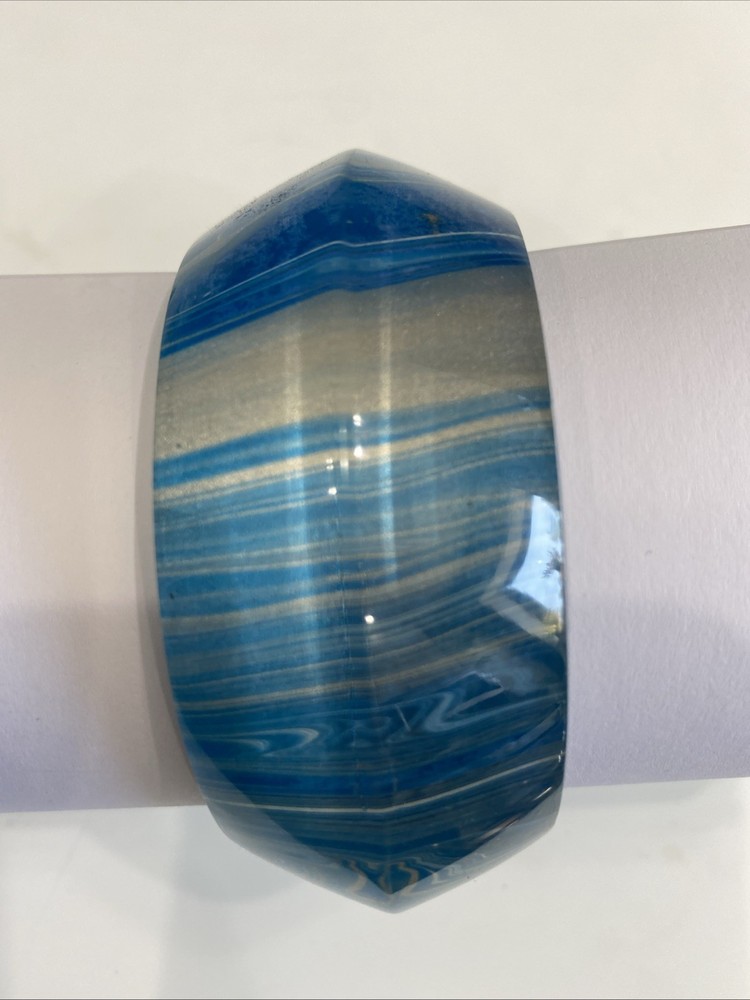 vintage chunky Blue Plastic Marbleized Bangle Bracelet