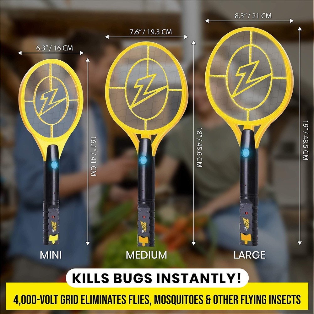 ZAP IT! Bug Zapper Rechargeable Bug Zapper Racket W/ Blue Light Attractant, 4...