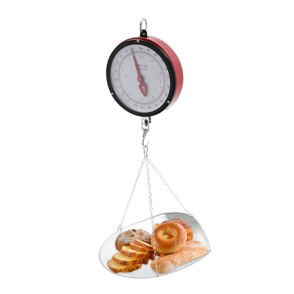 Double-Sided Dial Mechanical Hanging Scale with Scoop/Chain for Kitchen 22LBS