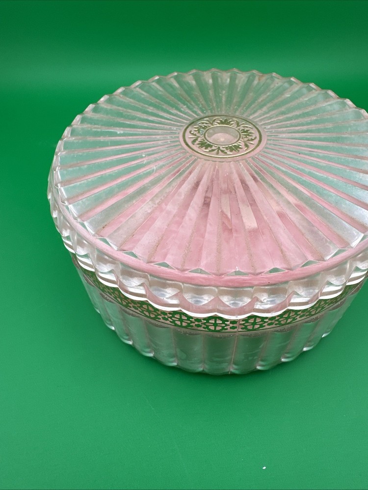 Vtg Clear Plastic Powder Box 1960s Acrylic