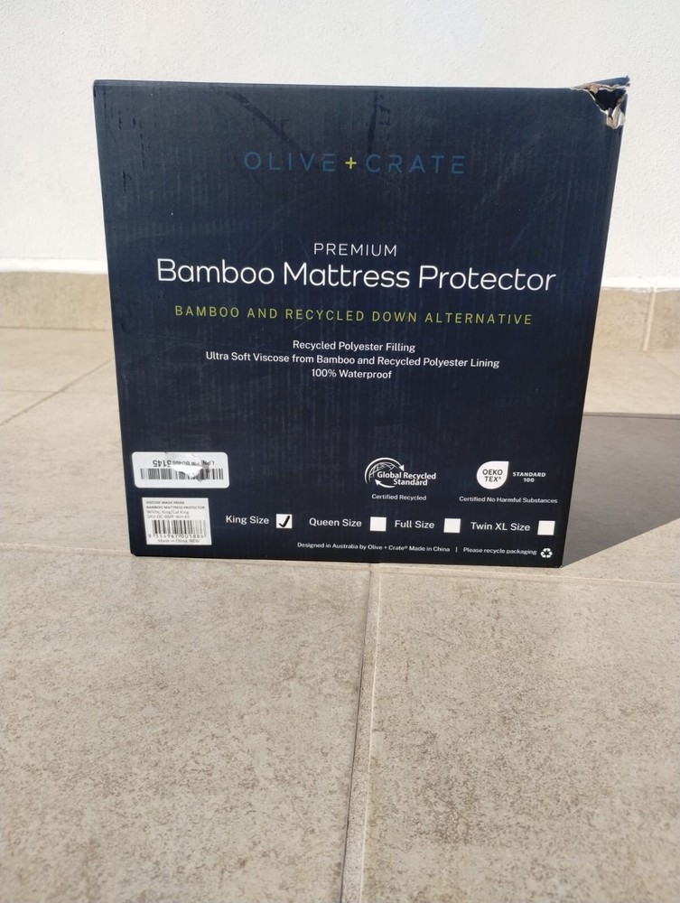 Olive Crate QUEEN Bamboo Mattress Protector - Waterproof, Cooling, Deep Pockets