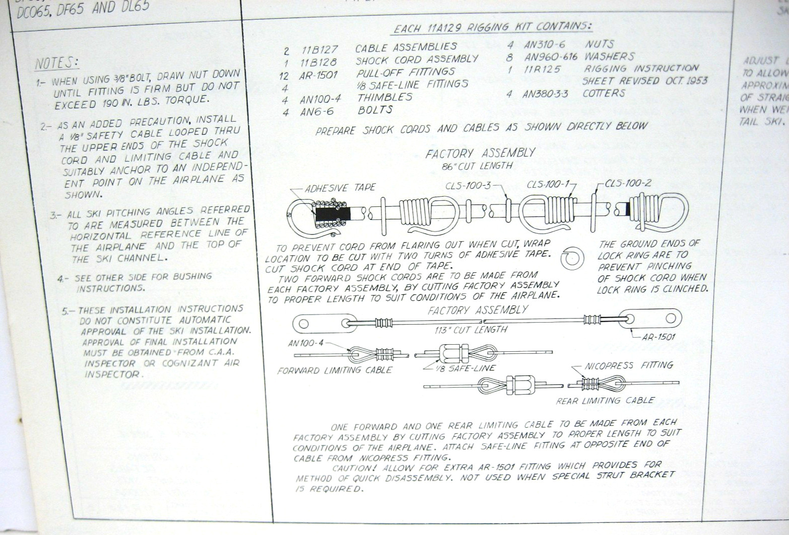 1959 Federal Aircraft Ski Installtn Instrctns 11R125-Cessna Luscombe Piper, plus
