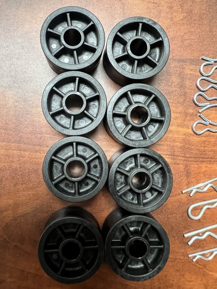 Adjustable Base Roller Guide Wheel & Pin Set plus hardware