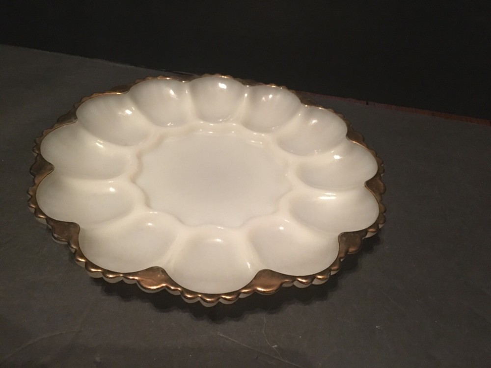 vintage milk glass egg tray