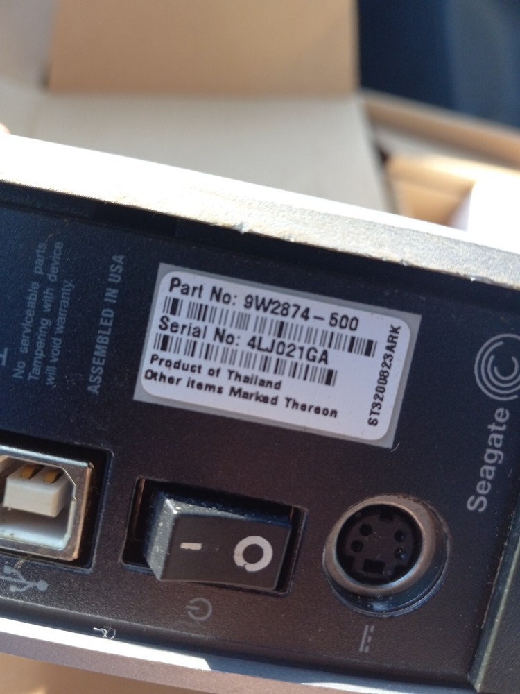 9W2874-500 Seagate Pushbutton Backup External Hard Drive