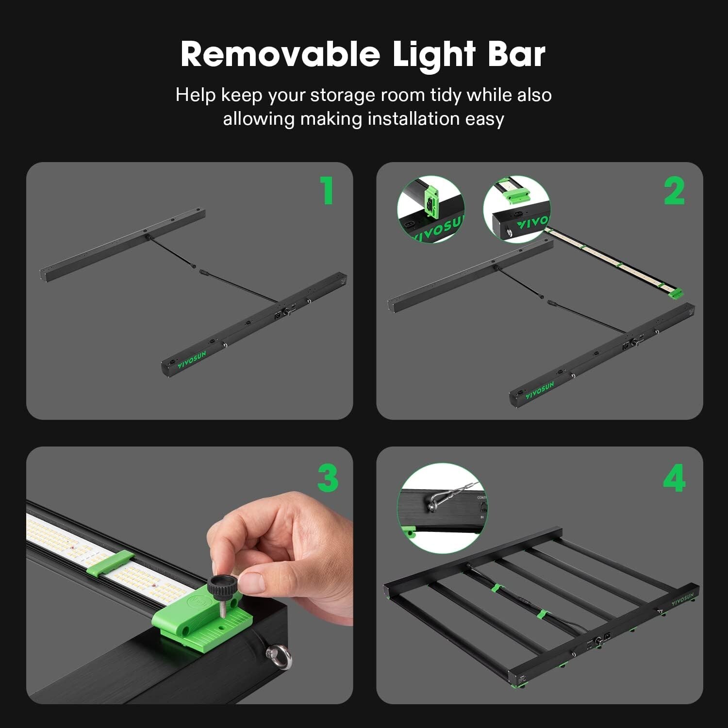 VIVOSUN VSFD6500 Commercial LED Grow Light Bar 5x5ft Indoor Plants Full Spectrum