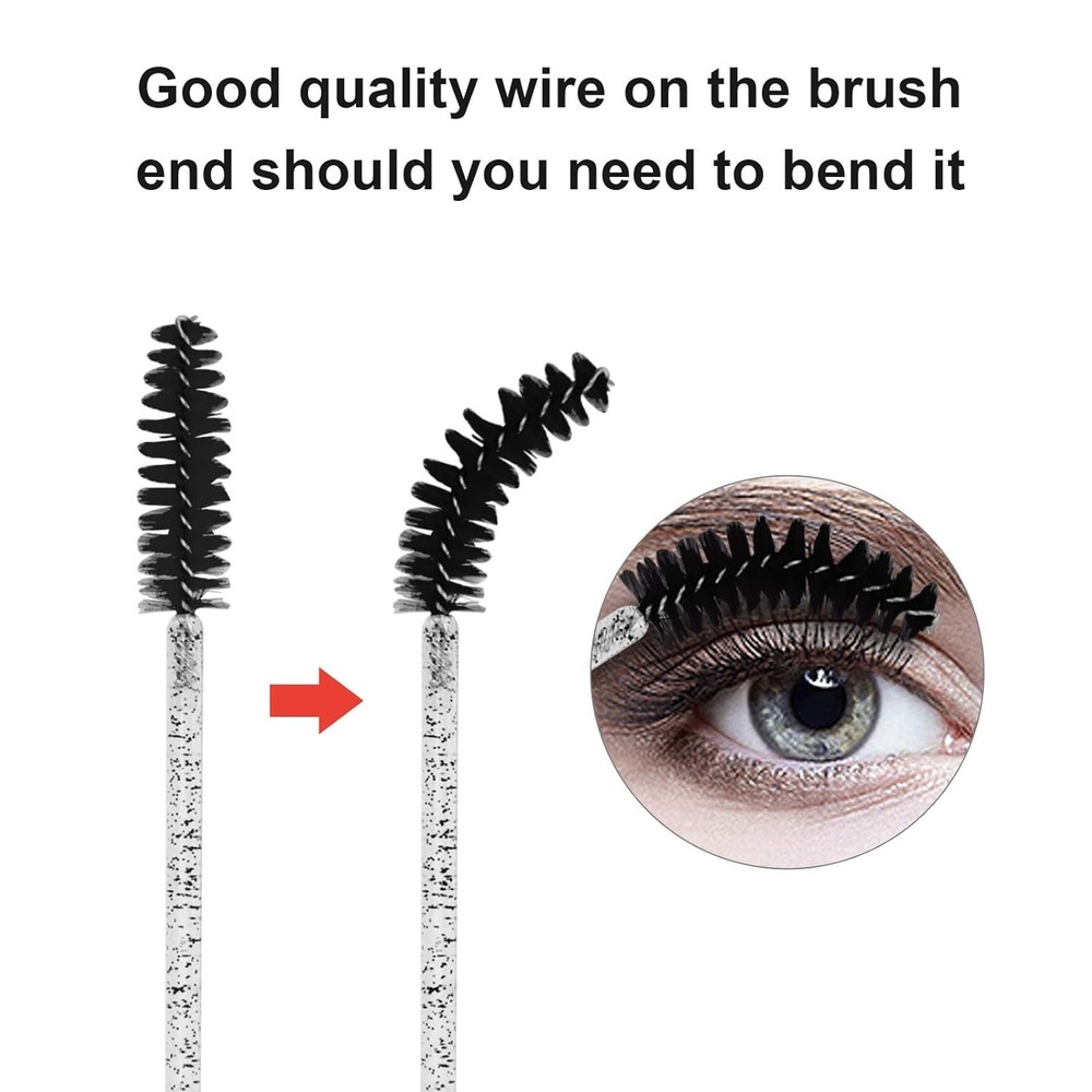 CHEFBEE Disposable Eyelash Brushes 100 Pack Mascara Wands with Container Black