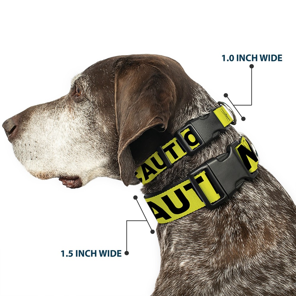 Plastic Clip Collar CAUTION Yellow/Black Medium 11-16.5"