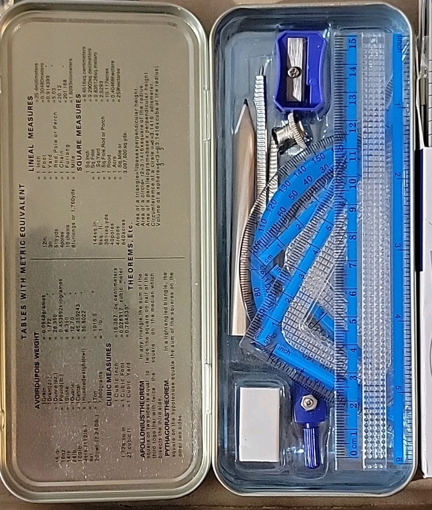 Drafting LOT (2) Staedtler Math Set, (2) General Compass, Angle-Izer, Ruler