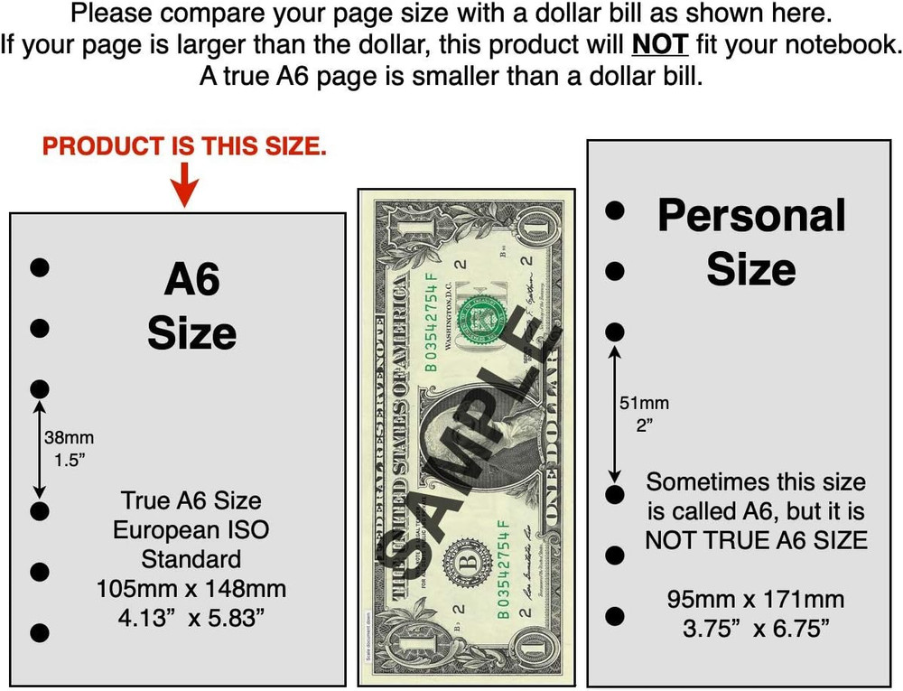 A6 Size Expenses and Check Register Insert, for 6-Ring Binders (4.1" x 5.8”). Th