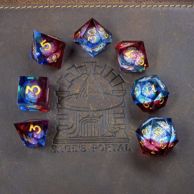Sage's Spirits - Ember Spirits Liquid Core Sharp Edge Resin Dice Set