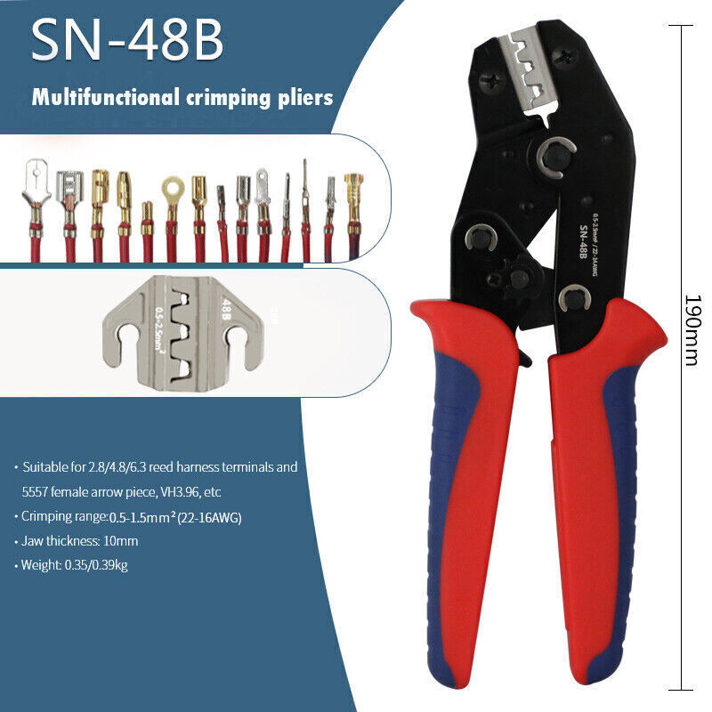Crimper Plier Crimping Tool Cable Wire Connectors Electrical Terminals SN-48B