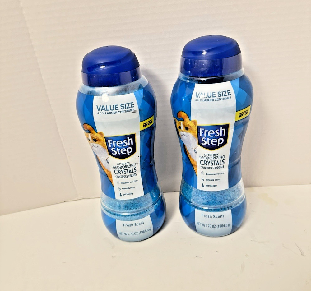 2x Fresh Step Deodorizing Litter Crystals Fresh Scent Cat Odor Control  70oz Ea.