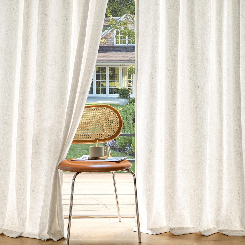 MIULEE NonSeeThrough Privacy Linen Curtains 2 Panels, Light Filtering Window ...