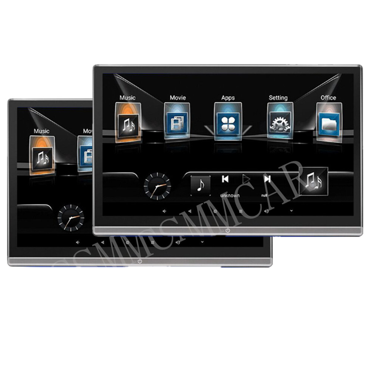 Pair Car Rear Seat TV Player 4K Video Touch Screen Music Headrest Monitor 2G+32G