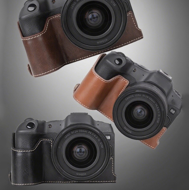 For Canon Camera EOS R8 Base Protective  Eos RP Camera PU Leather  black