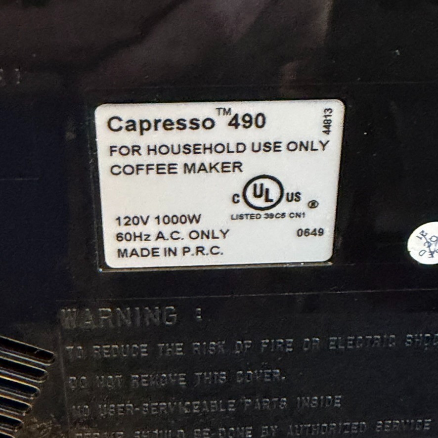 Capresso 490 10 Cup Coffee Maker Tested And Works Missing Pot