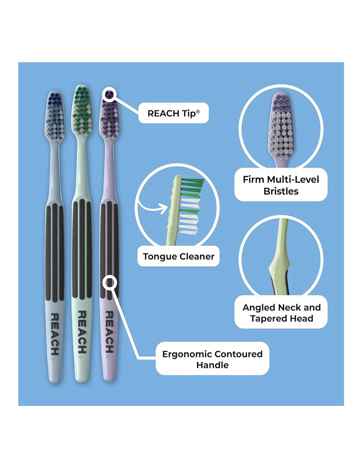 2 Packs - Reach Toothbrush Advanced Design Firm Bristles 7 Count Value Pack