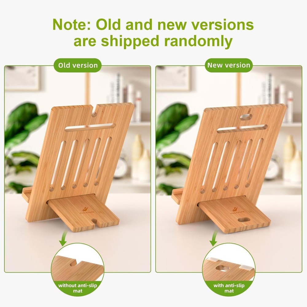 Multi-Angle Bamboo Tablet Holder for Smartphones & Tablets - Adjustable Size