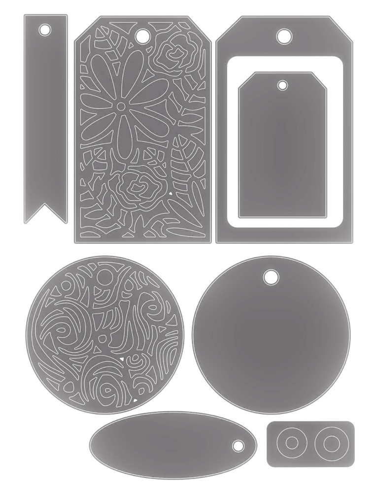 Sizzix Thinlits Intricate Tags 8pc set #665396 Retail $22.99 by Lisa Jones