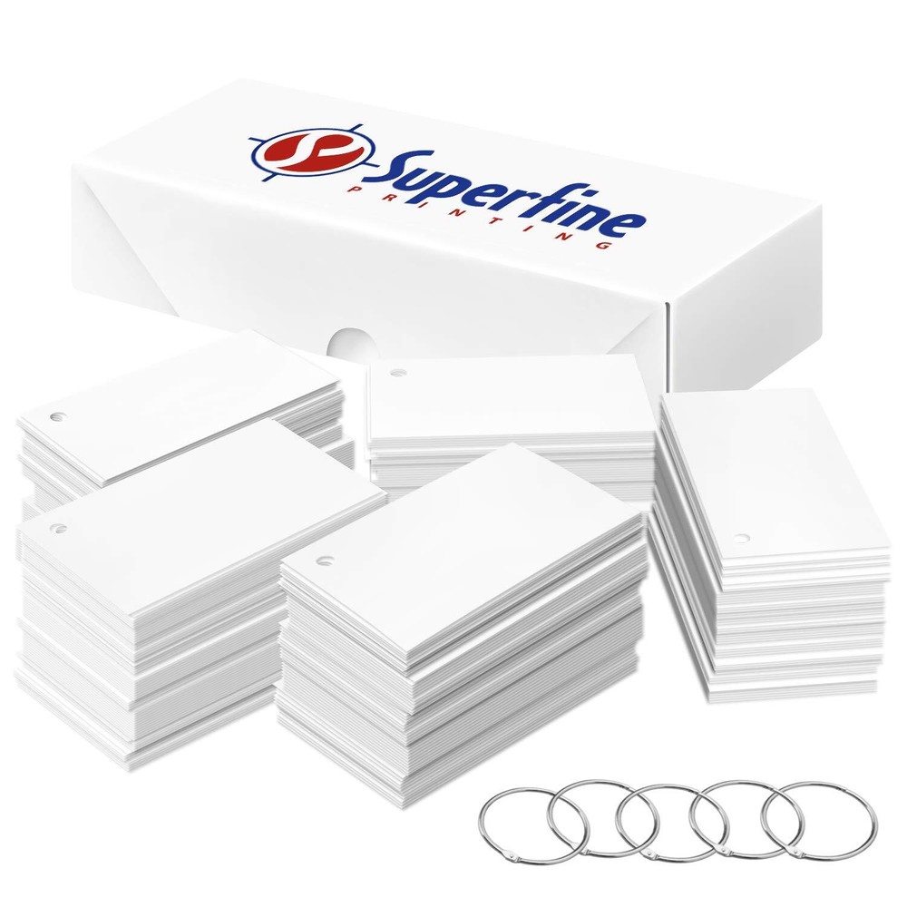3.5 x 2” Extra Thick Blank White Study Flash Cards - 1000 Cards (Punched)