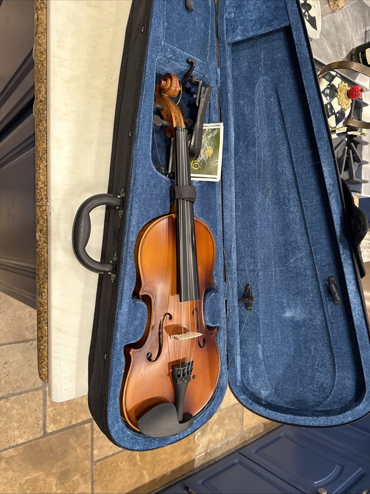 Mendini Violin w/Case, Bow, Extra String, Tuner & Lesson Book, 4/4 MV - Natural