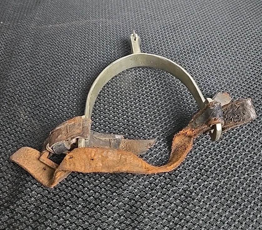 Vintage Western Cowboy Spurs Solid Nickel w/ Leather Straps Riding Spurs