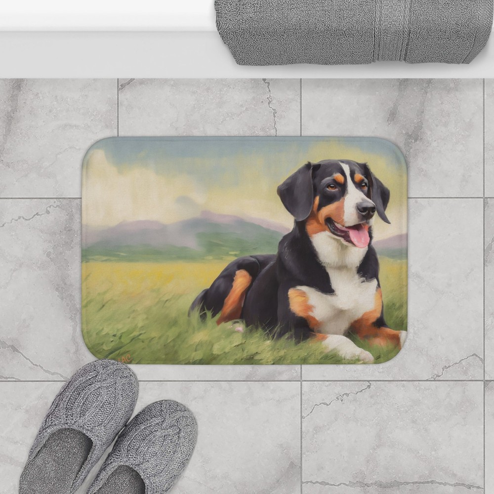 Entlebucher Mountain Dog Bathroom Rug Mat
