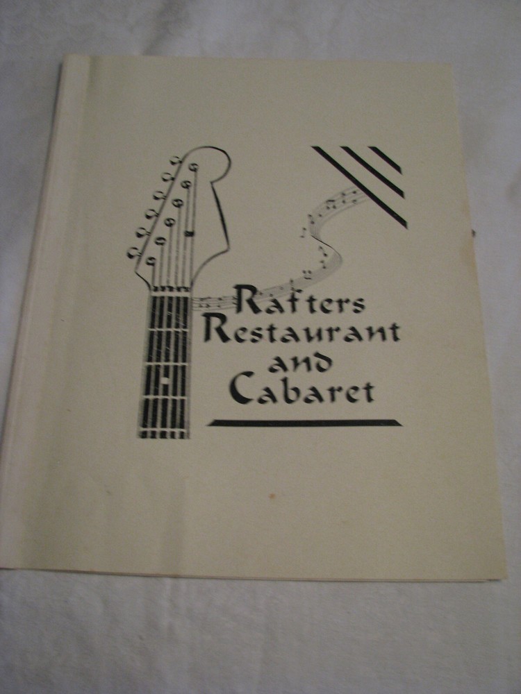 Vintage RAFTERS Restaurant and Cabaret Four Page Menu