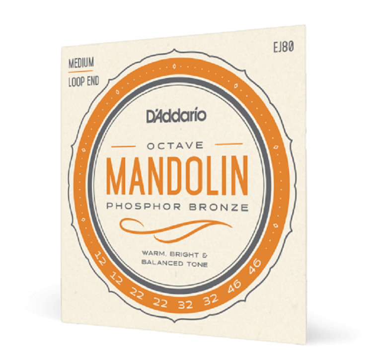 D'Addario EJ80  Phosphor Bronze Octave Mandolin Strings Medium 12-46 J80