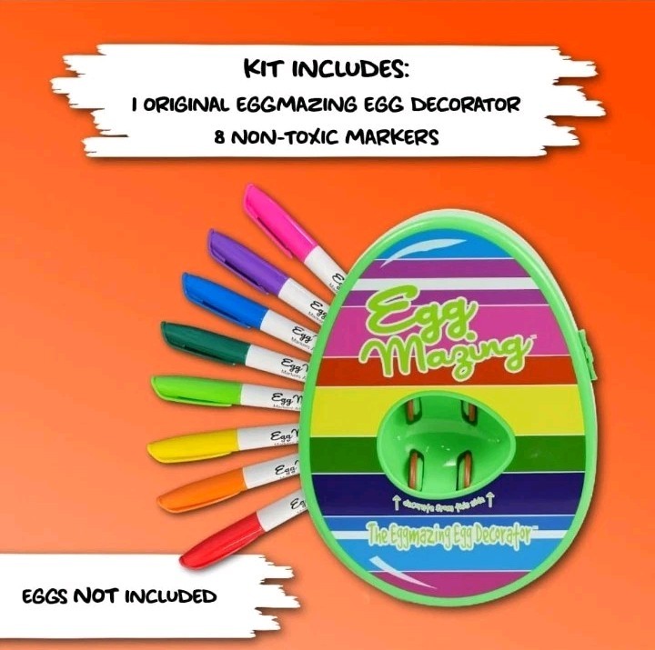 EUC Eggmazing Egg Decorating Kit Easter Egg Spinner and 8 Safe Non-Toxic Markers