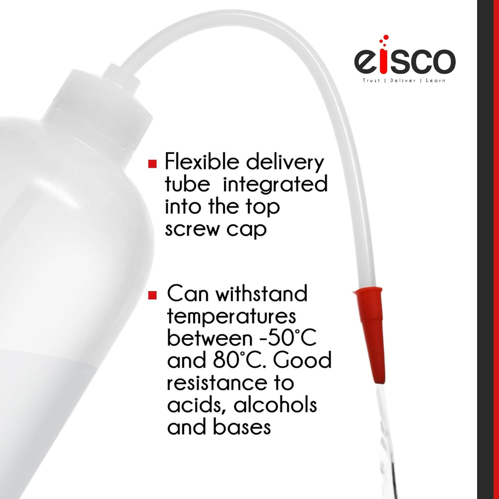 Wash Bottle, 500Ml - Polyethylene - Translucent, Unbreakable - Screw Cap with Fl