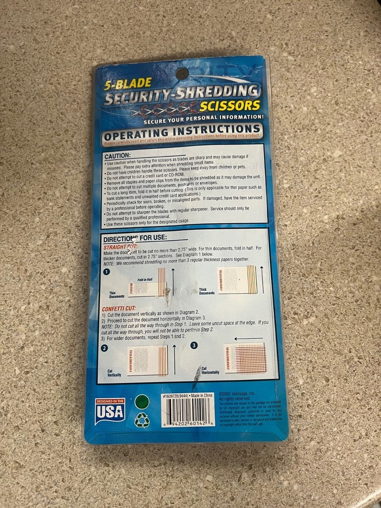 5 Blade Security Shredding Scissors Heavy Duty Red New