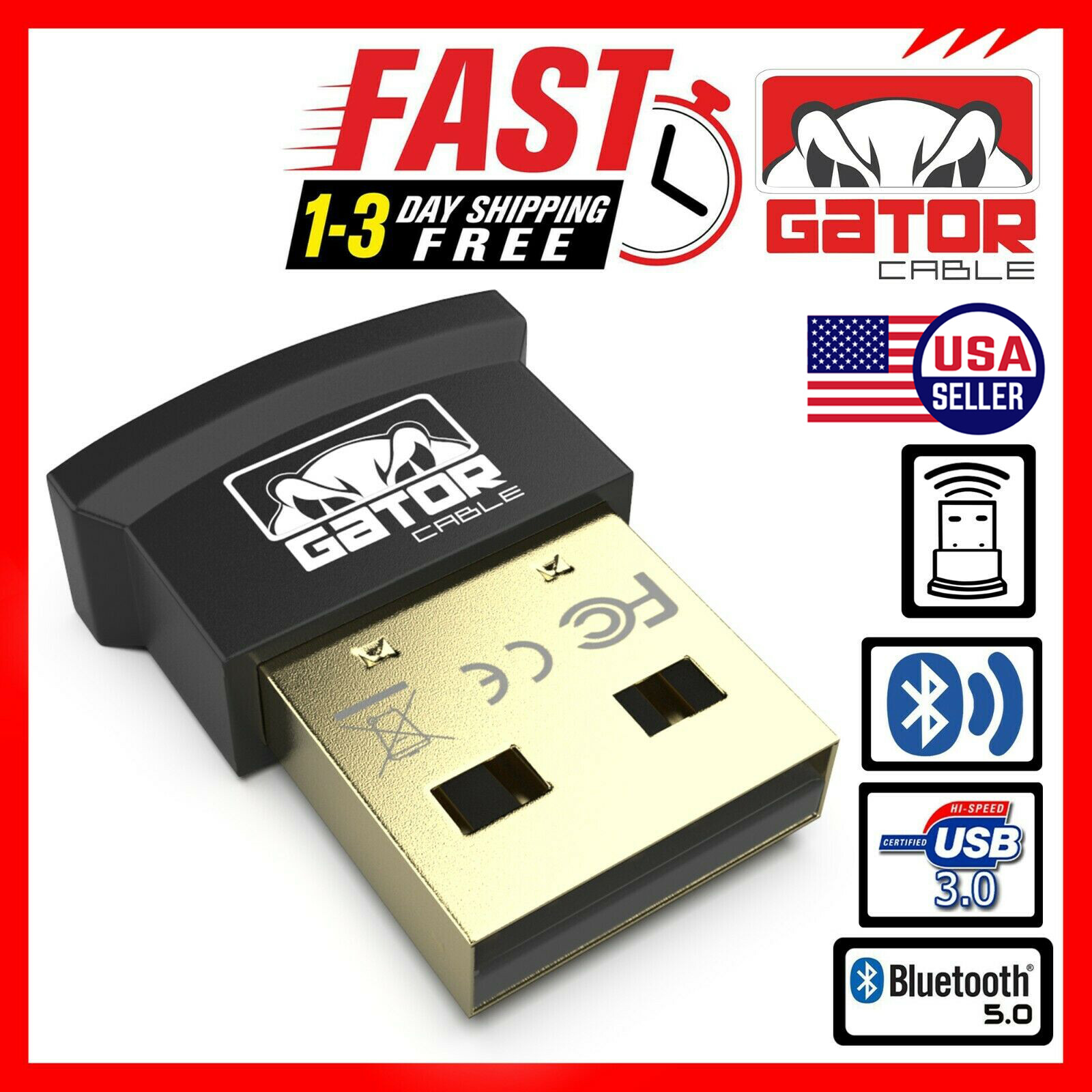 USB 3.0 Bluetooth 5.0 Adapter Dongle Receiver Wireless Audio Music TV PC MAC