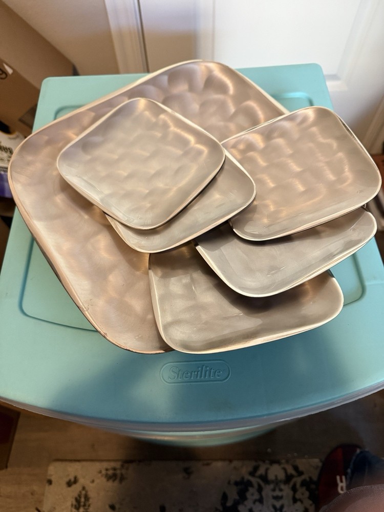 silver plated serving dishes Brushed 6 Pcs Japan