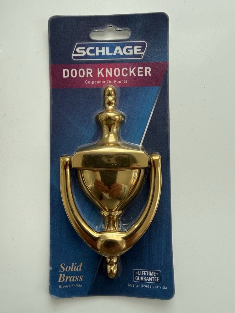 Schlage, Solid Brass Door Knocker, LifeTime Guarantee.