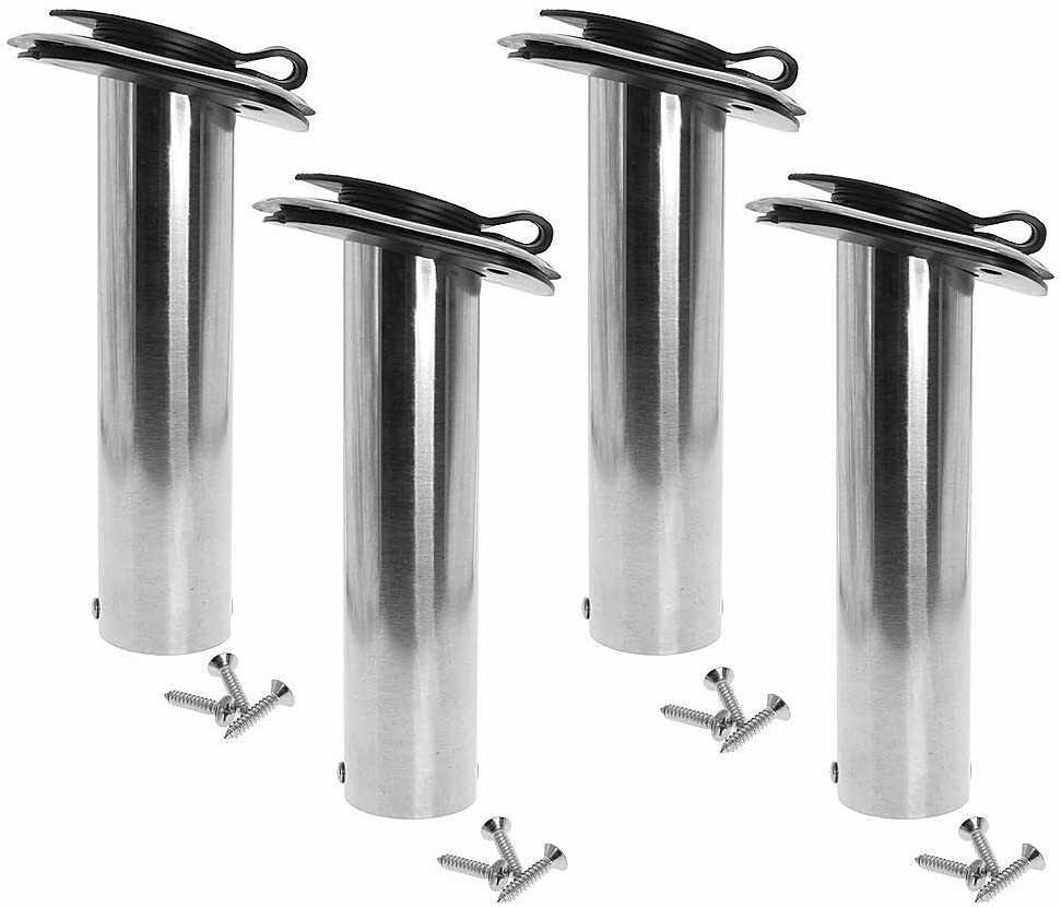 4X 15 Degree Boat Fishing Rod Holder Flush Mount Rod Rack Marine Stainless Steel